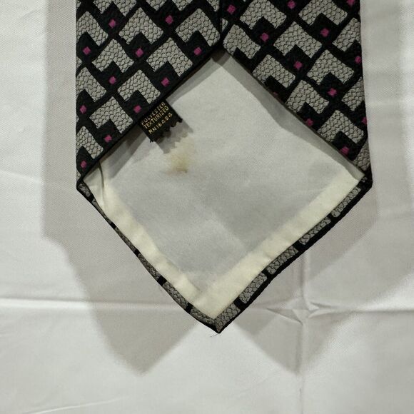 Vintage Sears The Mens Store Tie Gray,Black,Pink Diamond Shape Argyle - Picture 7 of 7